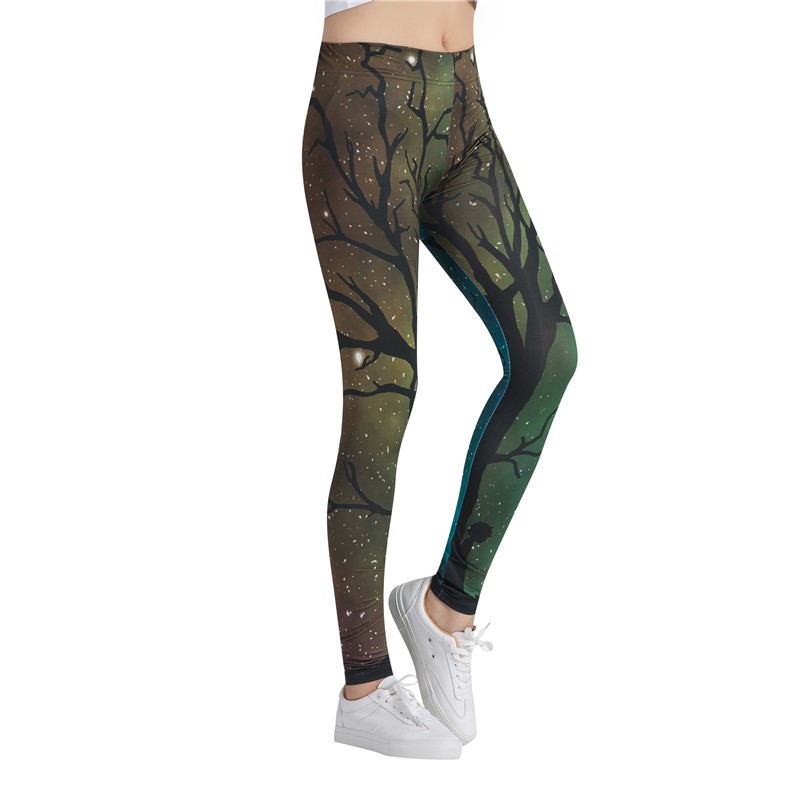 Women's Yoga Leggings Green tree print Yoga pants for women slimming 